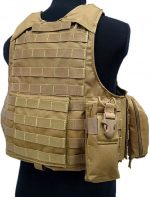 Molle Tactical Strike Plate Carrier Vest Tan (600D) - Image 2