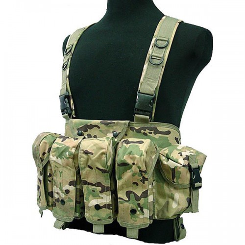 Tactical 4 Pouches Magazine Carry Chest Rig Vest - Multicam - Airsoft Club