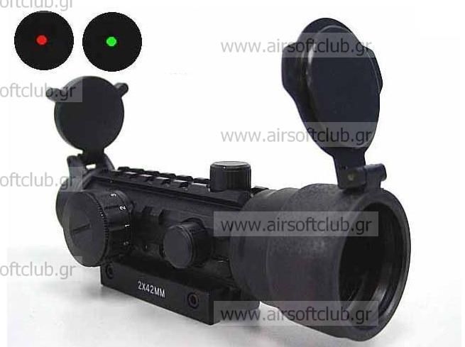 2x42 42mm Tri-rail Red/Green Dot Sight Rifle Scope
