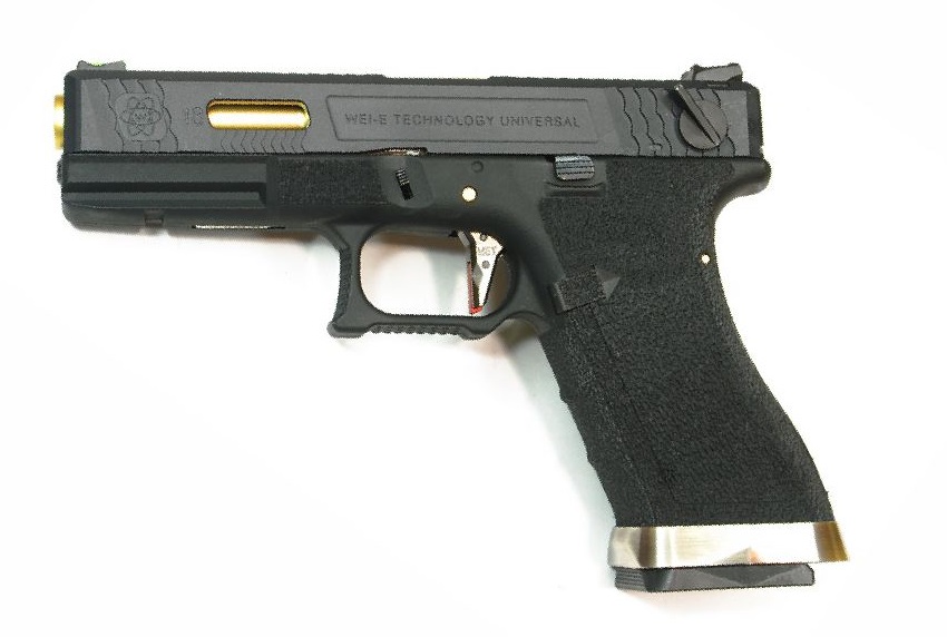 WE Force G18C GBB BK (Black Slide and Gold Barrel)