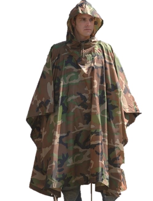 RIPSTOP WET WEATHER PONCHO - WOODLAND