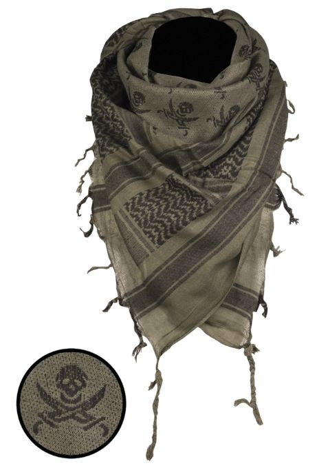 SHEMAGH SCARF (SKULL) OD/BLACK