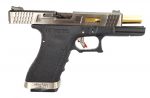 WE Force G18C GBB BK (Silver Slide and Gold Barrel) - Image 4