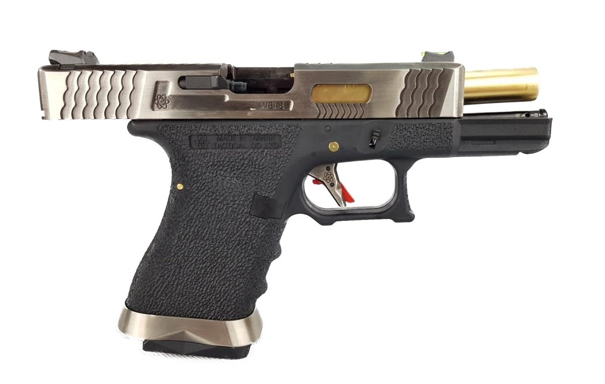 WE Force G19 GBB BK (Silver Slide and Gold Barrel) - Image 4