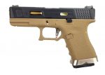 WE Force G19 GBB Tan (Black Slide and Gold Barrel)